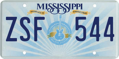 MS license plate ZSF544