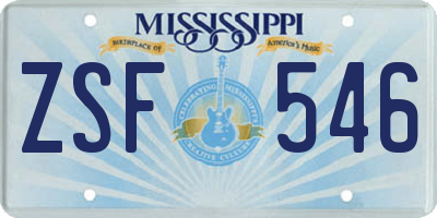 MS license plate ZSF546