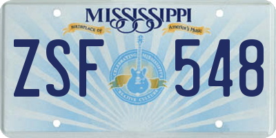 MS license plate ZSF548