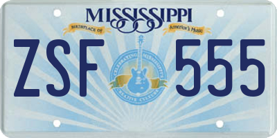 MS license plate ZSF555