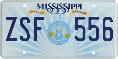 MS license plate ZSF556