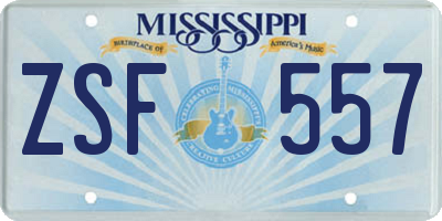 MS license plate ZSF557
