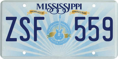 MS license plate ZSF559