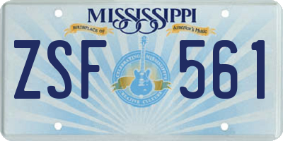 MS license plate ZSF561