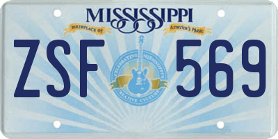 MS license plate ZSF569