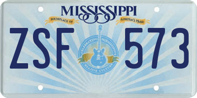 MS license plate ZSF573