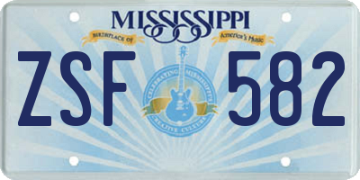 MS license plate ZSF582
