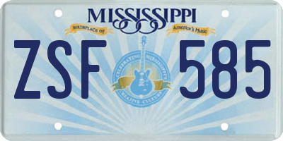 MS license plate ZSF585