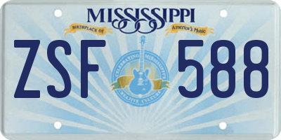 MS license plate ZSF588