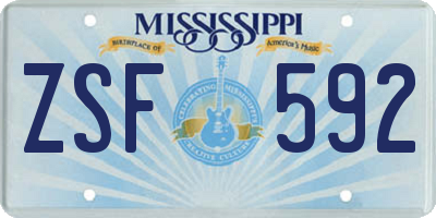 MS license plate ZSF592