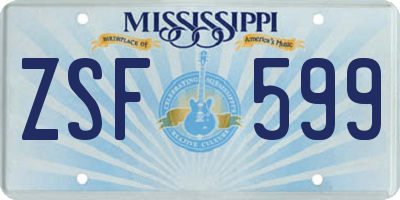 MS license plate ZSF599