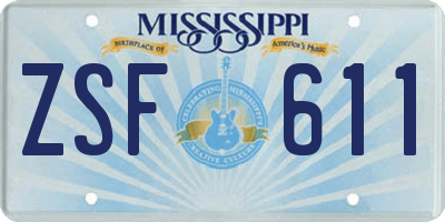 MS license plate ZSF611