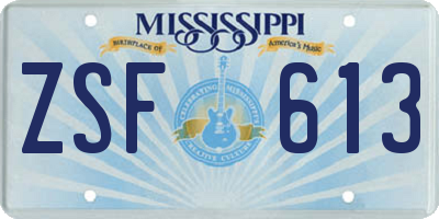 MS license plate ZSF613