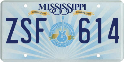 MS license plate ZSF614