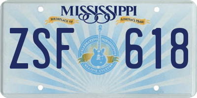 MS license plate ZSF618