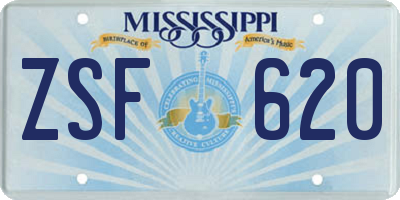 MS license plate ZSF620