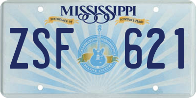 MS license plate ZSF621