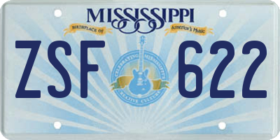 MS license plate ZSF622