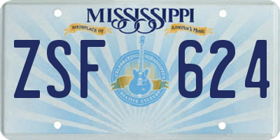 MS license plate ZSF624