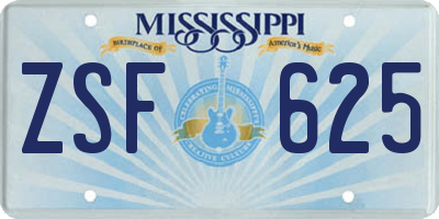 MS license plate ZSF625