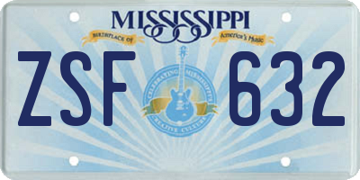MS license plate ZSF632