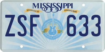 MS license plate ZSF633