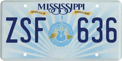 MS license plate ZSF636