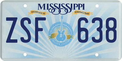 MS license plate ZSF638
