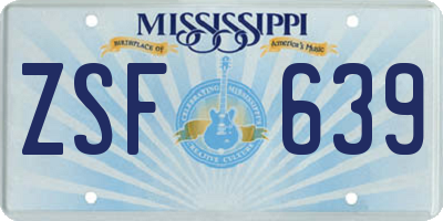 MS license plate ZSF639