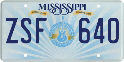 MS license plate ZSF640