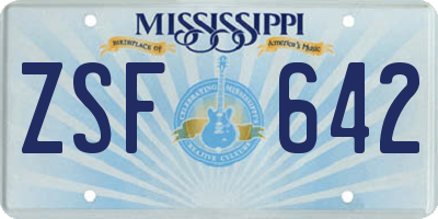 MS license plate ZSF642
