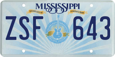 MS license plate ZSF643