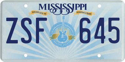 MS license plate ZSF645