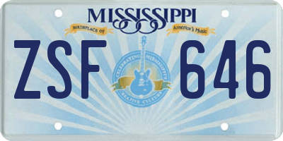 MS license plate ZSF646
