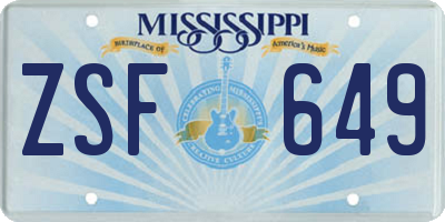 MS license plate ZSF649