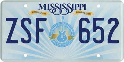 MS license plate ZSF652