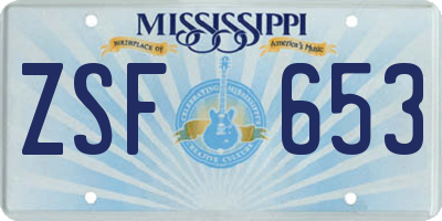 MS license plate ZSF653