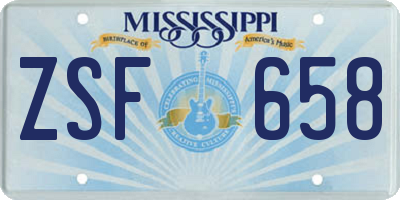 MS license plate ZSF658