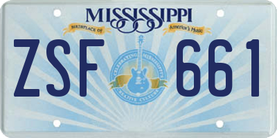 MS license plate ZSF661