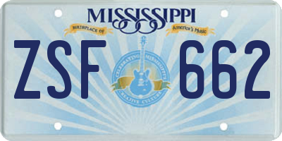 MS license plate ZSF662