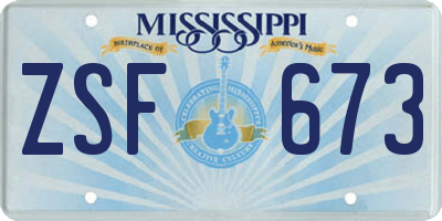 MS license plate ZSF673