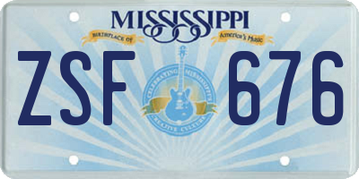 MS license plate ZSF676