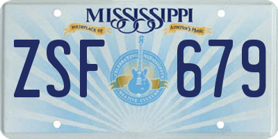 MS license plate ZSF679