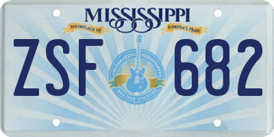 MS license plate ZSF682