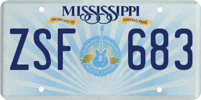 MS license plate ZSF683