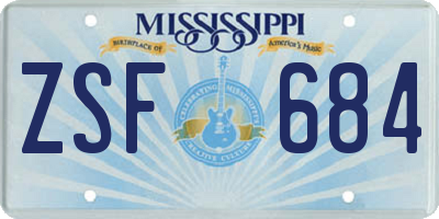 MS license plate ZSF684