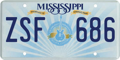 MS license plate ZSF686