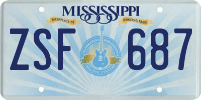MS license plate ZSF687