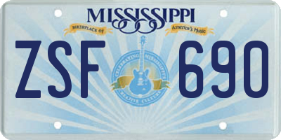 MS license plate ZSF690