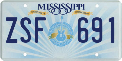 MS license plate ZSF691